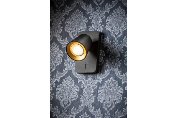 SIENINIS ŠVIESTUVAS ELLI,4533, AC220-240V, 50/60 HZ, IP 20,1*GU10,MAKS. 20W, VIENVIETIS, JUODAS