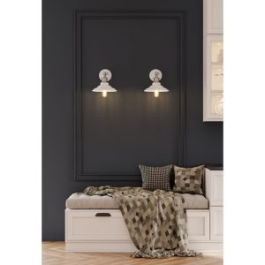 SIENINIS ŠVIESTUVAS LORET+ SU JUNGIKLIU,8267,AC220-240V,50/60HZ,1*E27,MAKS.40W, SKERSMUO 20CM, VIENVIETIS, BALTAS - Image 4