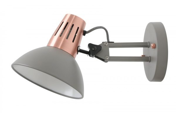 SIENINIS ŠVIESTUVAS ARTEMIA,2164 AC220-240V,50/60HZ,1*E27,MAKS.40W,IP20,SKERSMUO 16,3CM, VIENVIETIS, PILKAS
