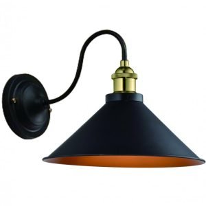 SIENINIS ŠVIESTUVAS MANI 1,4052, AC220-240V, 50/60HZ, 1*E27, IP20, SKERSMUO 22 CM, VIENVIETIS, JUODAS/AUKSINIS - Image 2