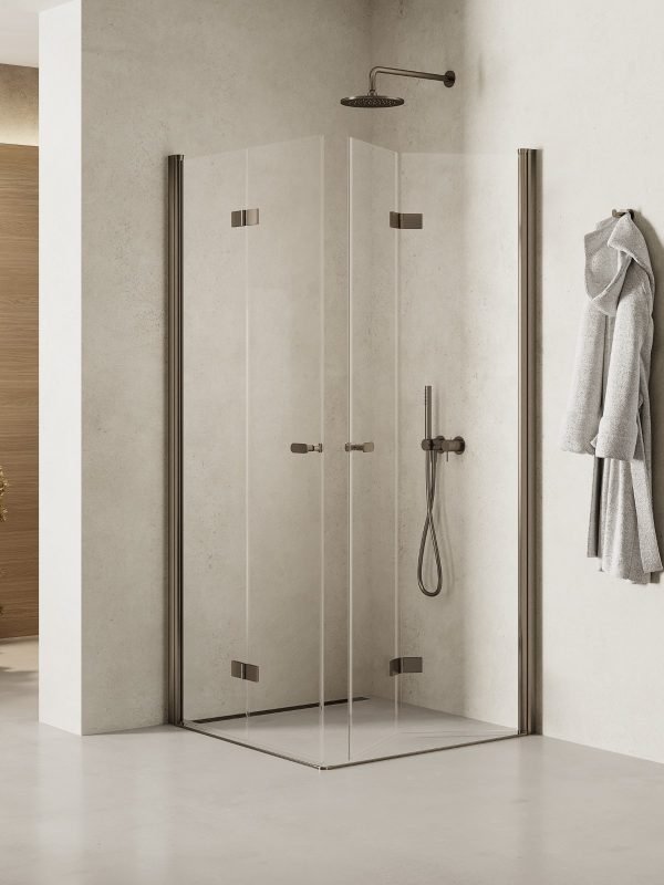 Dušo kabina New Soleo Gunmetal Brushed dvigubomis durimis