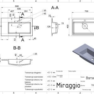 Praustuvas BARCELONA 700 R MIRASTONE GREY - Image 2