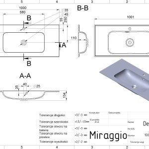 Praustuvas DELLA 1000 MIRASTONE BLACK SHINE - Image 2