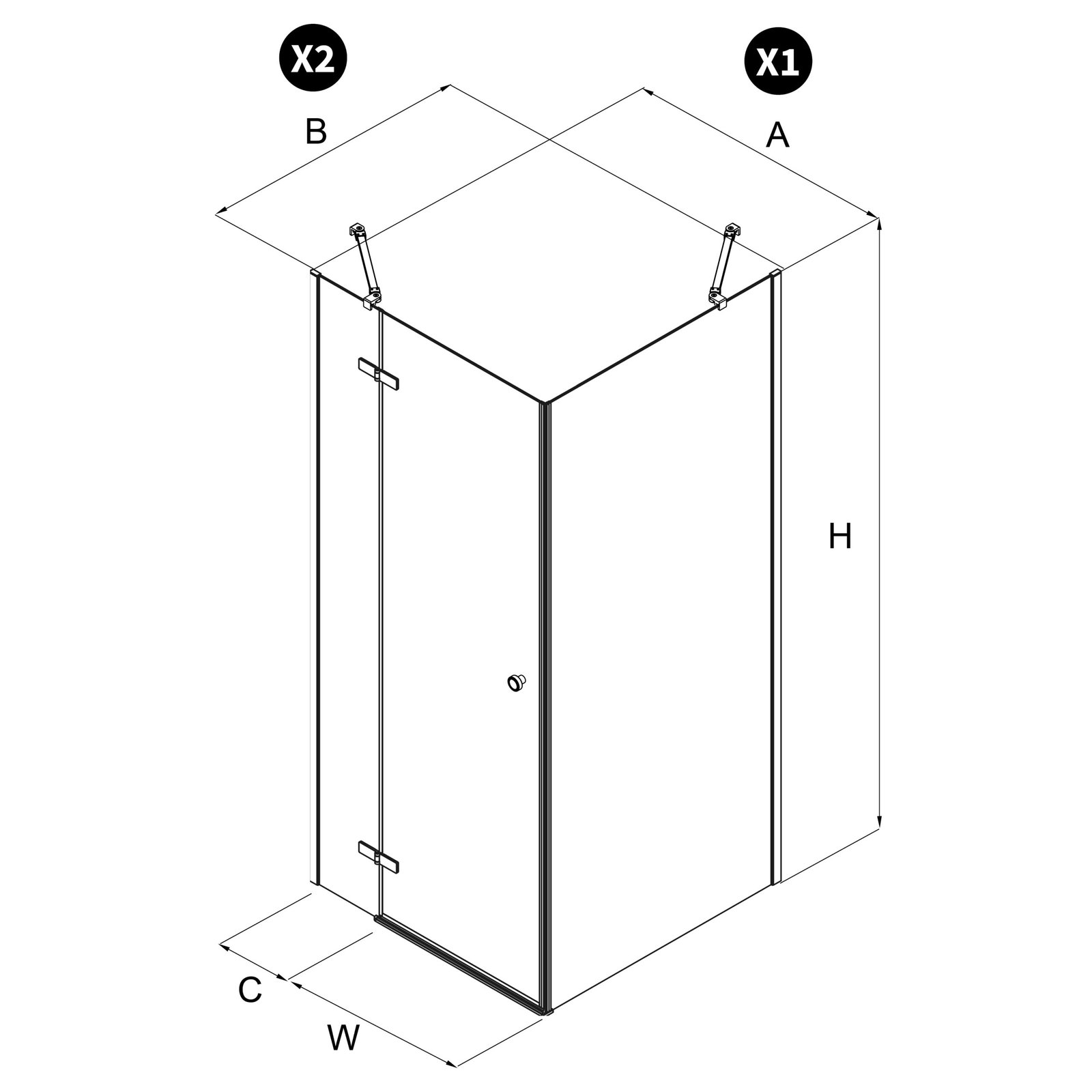 Dušo kabina Kalibra, vienos durys, juoda - Image 5