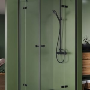 Dušo kabina Kalibra, dvejos durys, juoda