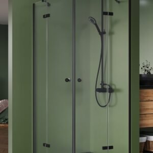 Dušo kabina Kalibra, pusapvalė, juoda