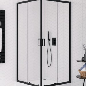 Dušo kabina Suvia Black, kvadratinė, skaidrus stiklas
